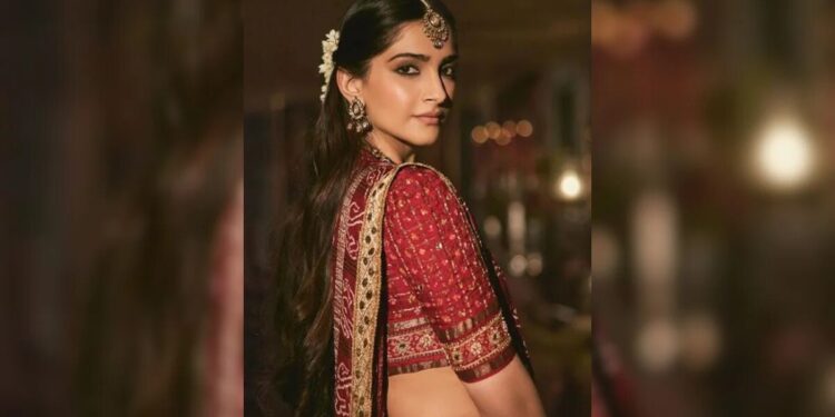 Sonam Kapoor Dazzles in Mother’s Vintage Ghar Chola Saree at Recent Event