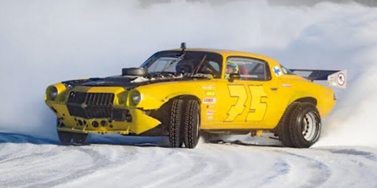 The Thrilling Ice Racing Adventures of a Studded Tire Chevrolet Camaro with Big-Block Power