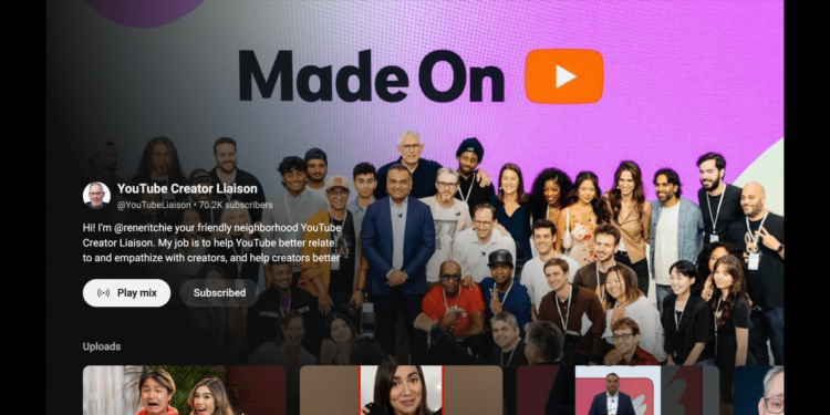 YouTube Debuts Enhanced Channel Layout for Creators on Its TV Application