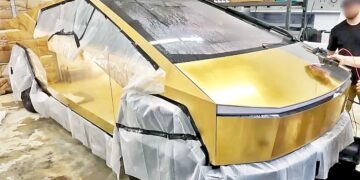 Exquisite 24K Gold Transformation for Tesla Cybertruck