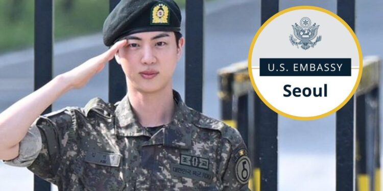 Controversy Surrounding US Embassy Seoul’s Message on BTS Jin’s Return from Military Service