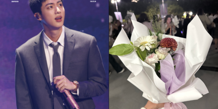 Jin of BTS Surprises 4000 ARMYs with Personal Stories and Purple Bouquets at Fan Meeting Following Military Service